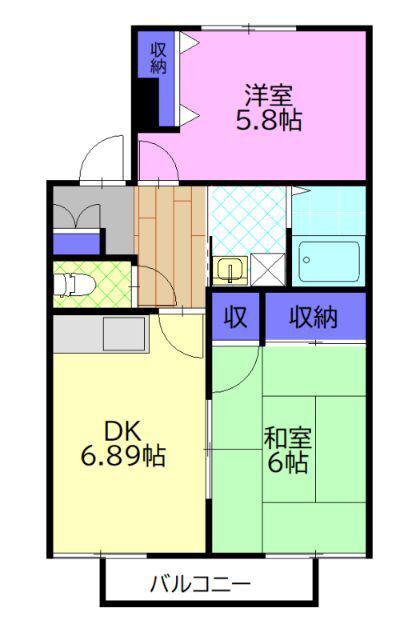 ブランシュール岡本(2DK/1階)の間取り写真