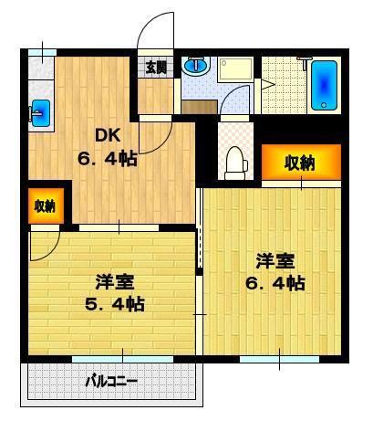 エミネンス大久保(2DK/2階)の間取り写真