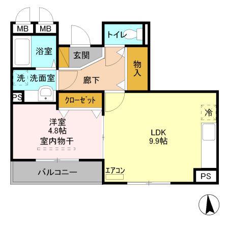 ボナール新白岡(1LDK/2階)の間取り写真