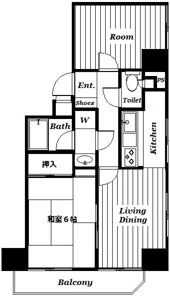 コスモ西巣鴨(2DK/10階)の間取り写真