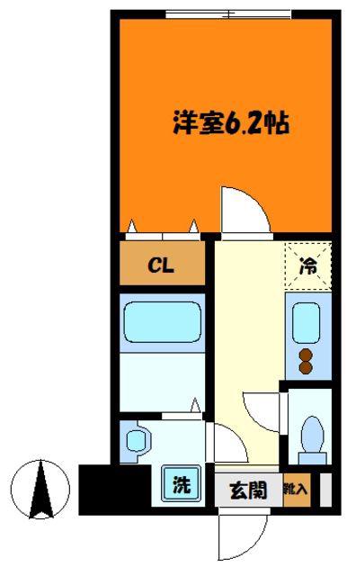 TRYM武蔵小杉(1K/4階)の間取り写真