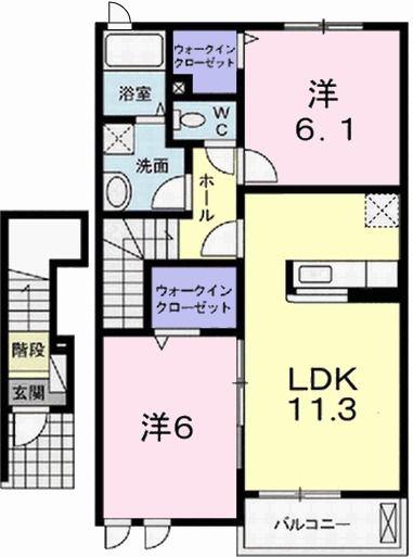 サニーレジデンス御着B(2LDK/2階)の間取り写真