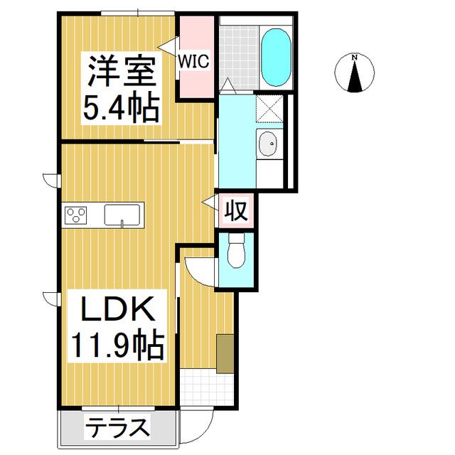 モンタナ(1LDK/1階)の間取り写真