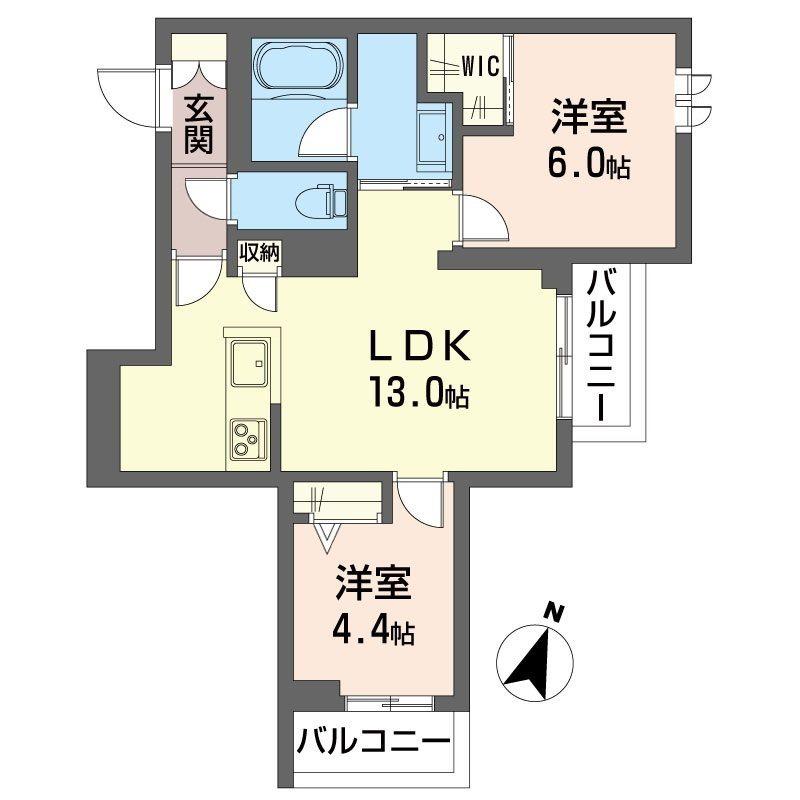 クィンス(2LDK/2階)の間取り写真