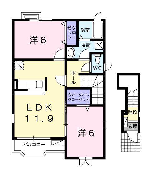 プティ トゥルス(2LDK/2階)の間取り写真