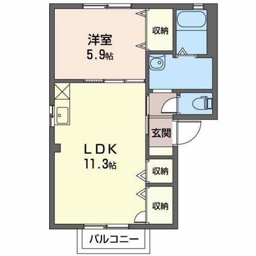 クレールロジュマン(1LDK/2階)の間取り写真