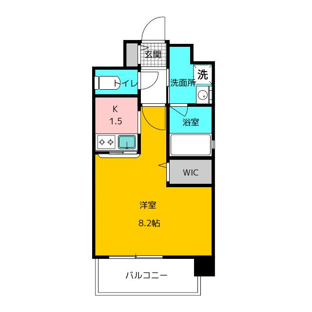 エンクレスト祇園II(1K/4階)の間取り写真