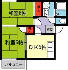 矢次ハイツ(2DK/1階)の間取り写真