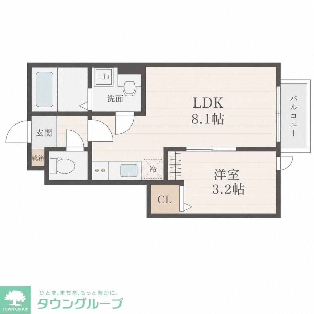 根岸町AP A棟(1LDK/1階)の間取り写真