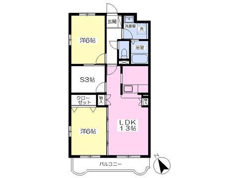 ESTATE 山王(2SLDK/1階)の間取り写真