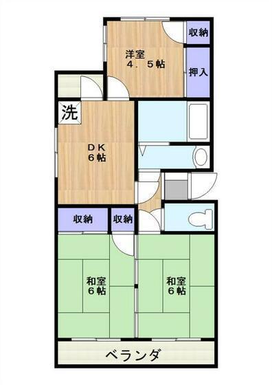 シーサンビル(3DK/2階)の間取り写真