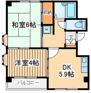 ハシエンダ(2DK/2階)の間取り写真