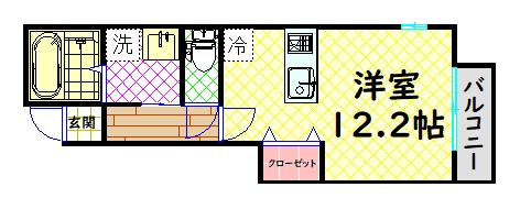 FOREST出島(1K/1階)の間取り写真
