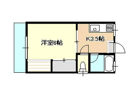 大和コーポ(1K/1階)の間取り写真