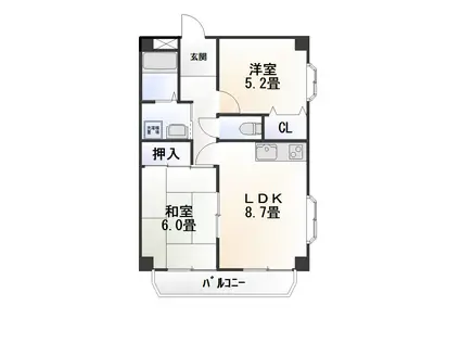 ヴィラ武智(2DK/4階)の間取り写真