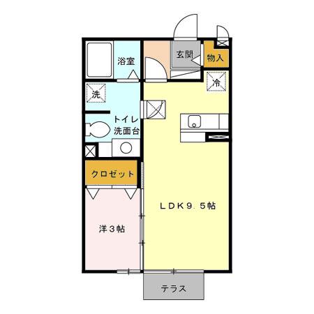 ソレイユ石倉(1LDK/1階)の間取り写真