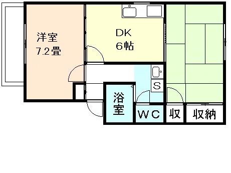 サンライズ掛尾(2DK/2階)の間取り写真