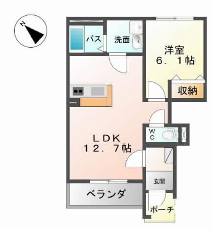 シエル エトワーレ(1LDK/1階)の間取り写真