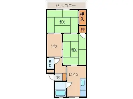 塩屋マンション(3DK/3階)の間取り写真