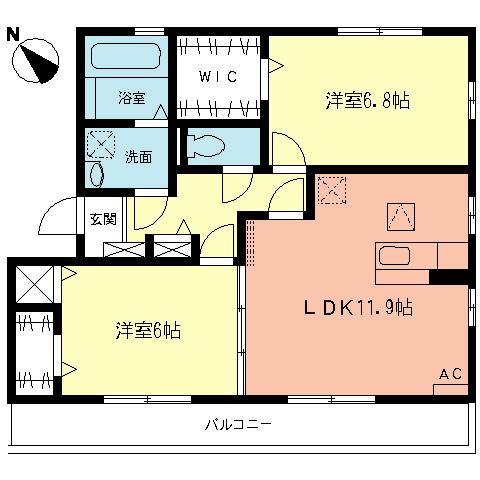 エクセルヒルズ(2LDK/1階)の間取り写真
