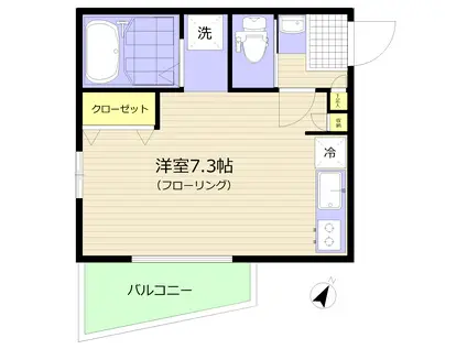 ブランニュー・岸根公園(ワンルーム/1階)の間取り写真