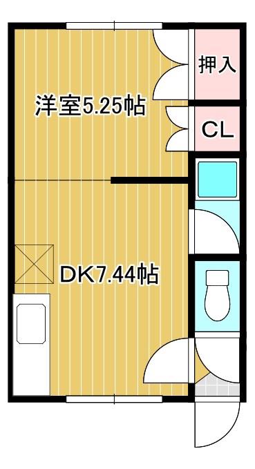 コーポ青葉(1DK/1階)の間取り写真