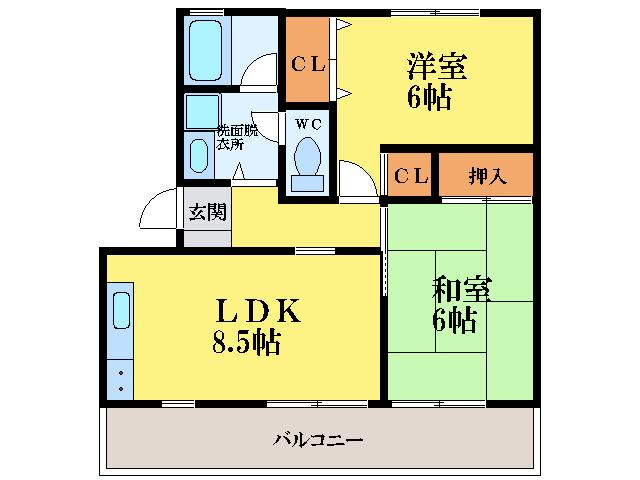 ハイツ森III(2LDK/2階)の間取り写真