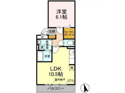 LA CASA (1LDK/3階)の間取り写真