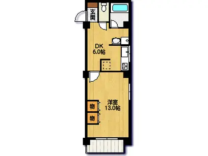 今池愛銀コーポ(1DK/5階)の間取り写真