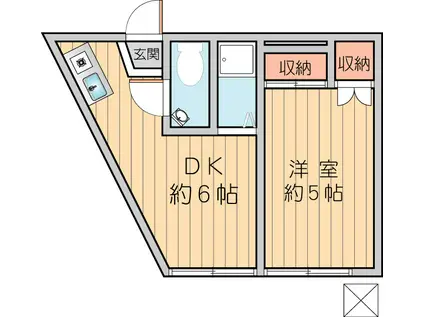 ハウスNINE(1DK/1階)の間取り写真