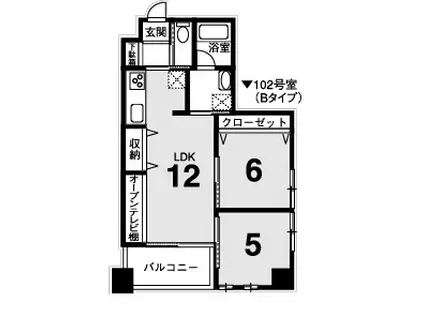 WAVES北町(2LDK/7階)の間取り写真