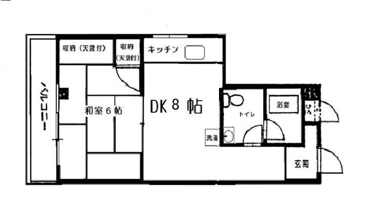 浅香ハイツ高輪(1LDK/1階)の間取り写真