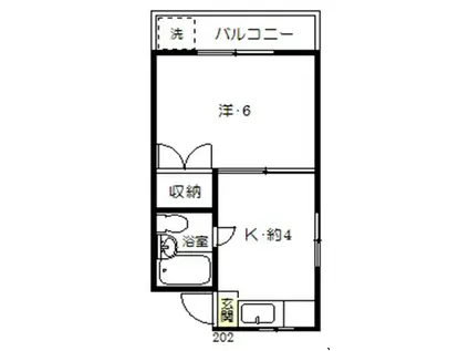 光コーポ赤塚(1K/2階)の間取り写真