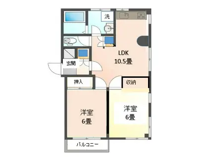 セリーヌII(2LDK/2階)の間取り写真