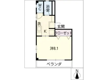 スカイハイツタキカワ(1K/1階)の間取り写真