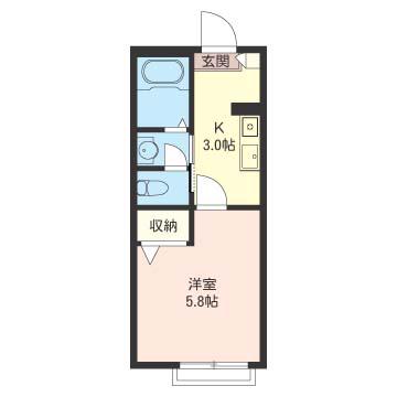 RESIDENCE K(1K/2階)の間取り写真
