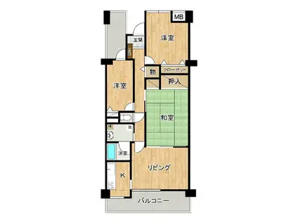 ライオンズマンション(3LDK/4階)の間取り写真