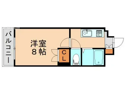 NO.17 プレジデント本城(1K/2階)の間取り写真