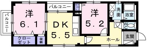 メゾン・ド・エトワール(2DK/2階)の間取り写真