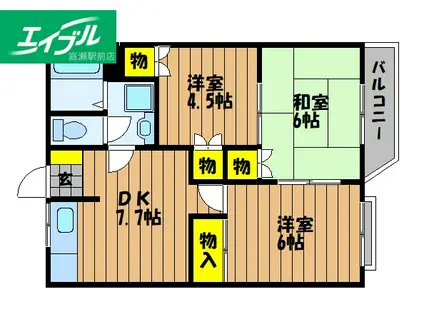 ひらきガーデンハイツII(3DK/2階)の間取り写真