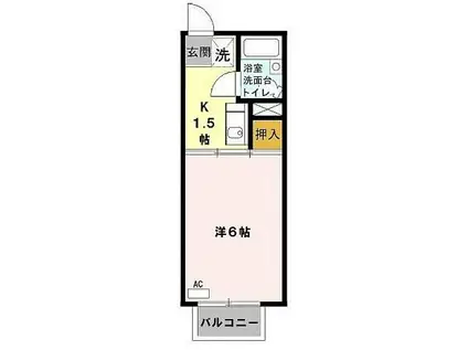 COMFORT 恵(1K/2階)の間取り写真