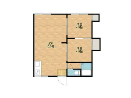 コーポ上山(2LDK/2階)の間取り写真