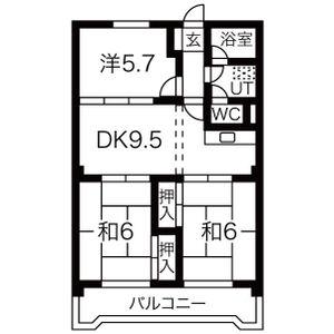メゾンむつな(3DK/2階)の間取り写真