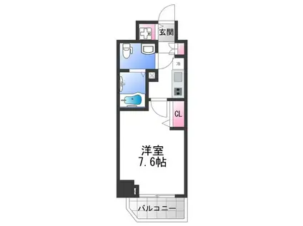 グランドロアール南巽(1K/8階)の間取り写真