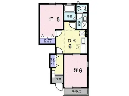 グラシュ・プレーヌIII(2DK/1階)の間取り写真