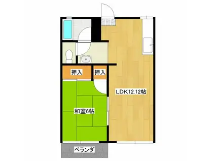 栄光ハイツ(1LDK/2階)の間取り写真