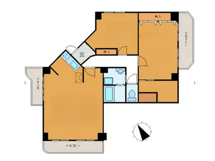 シャンボール山手A棟(2LDK/9階)の間取り写真