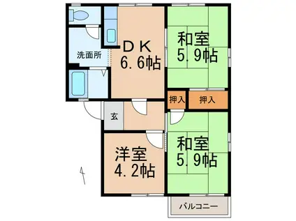 フレグランスロゼ(3DK/2階)の間取り写真