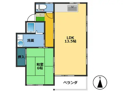 ベルメゾン竹内II B棟(1LDK/3階)の間取り写真
