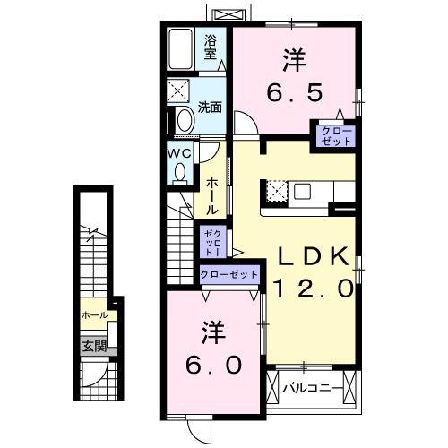 シャイン・アベ(2LDK/2階)の間取り写真